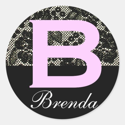 Monogram zwart-wit letter B Sticker (Voorkant)