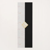 Monogram Zwart Wit Marmer Elegant Goud Script Yogamat (Achterkant)
