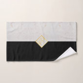 Monogram Zwart Wit Marmer Goud Elegant Schrift Handdoek (Handdoek)