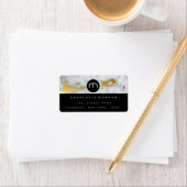 Monogram Zwart Wit Marmer Goud Grijs VIP RSVP Etiket (Insitu)