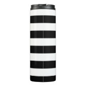 Monogram zwart-wit met witte strepe Aqua Thermosbeker (Achterkant)