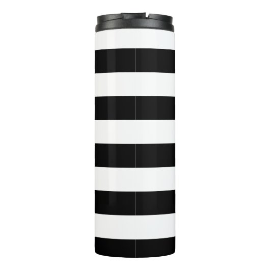 Monogram zwart-wit met witte strepe Aqua Thermosbeker (Achterkant)