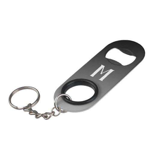 Monogram zwart-wit mini flessenopener (Voorkant Gekanteld)