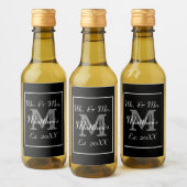 Monogram Zwart-Wit Mini Wijn Labels Etiket (Flessen)
