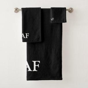 Monogram Zwart Wit Minimalistisch Badhanddoek Set Bad Handdoek