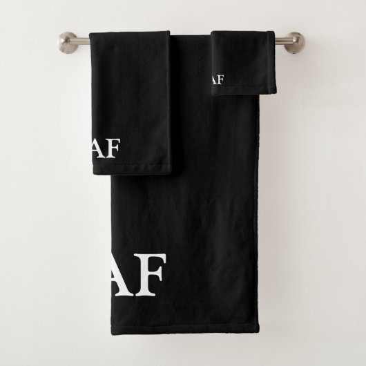 Monogram Zwart Wit Minimalistisch Badhanddoek Set Bad Handdoek (Insitu)