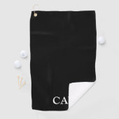 Monogram Zwart Wit Minimalistisch Modern Golfhanddoek (Insitu)