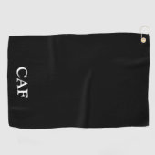 Monogram Zwart Wit Minimalistisch Modern Golfhanddoek (Horizontaal)