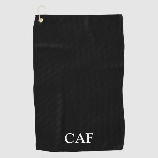Monogram Zwart Wit Minimalistisch Modern Golfhanddoek (Voorkant)