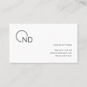 Monogram zwart-wit minimalistisch persoonlijk visitekaartje (Voorkant)