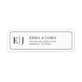 Monogram Zwart & Wit Minimalistische Huwelijk Etiket (Voorkant)