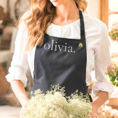 Monogram Zwart Wit Modern Eenvoudig Elegante Naam Schort