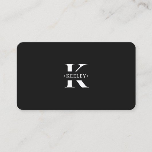 Monogram Zwart Wit Modern Eenvoudig Visitekaartje (Voorkant)