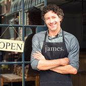 Monogram zwart wit modern eenvoudig zijn haar naam schort