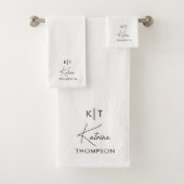 Monogram zwart-wit modern handschrift bad handdoek (Insitu)