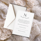 Monogram Zwart-wit Modern RSVP Kaartje