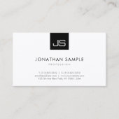 Monogram Zwart Wit Moderne Eenvoudige Sjabloon Visitekaartje (Voorkant)