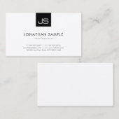 Monogram Zwart Wit Moderne Eenvoudige Sjabloon Visitekaartje (Voorkant / Achterkant)