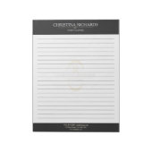 Monogram Zwart Wit Moderne Elegante voering Notitieblok (Linkerzijde)