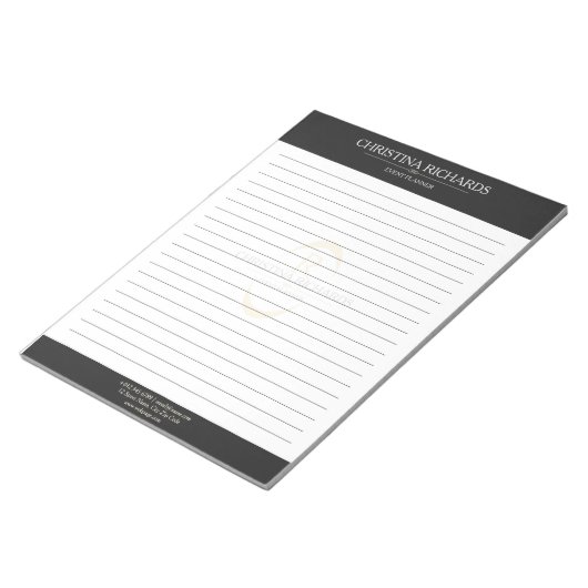 Monogram Zwart Wit Moderne Elegante voering Notitieblok (Schuin)