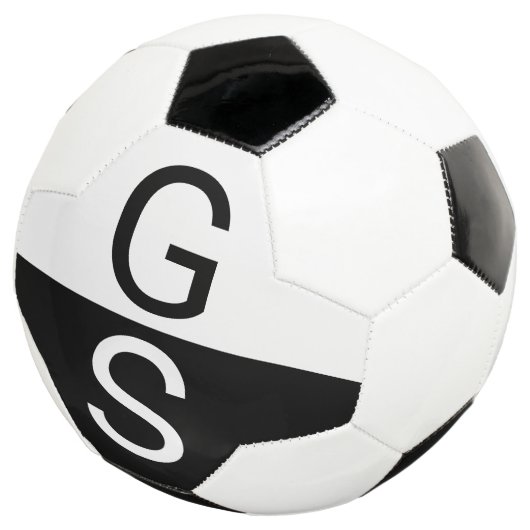 Monogram zwart-wit moderne Initialen Voetbal (Drie kwart)
