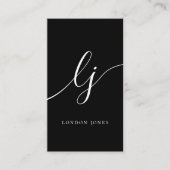 Monogram Zwart Wit Moderne Vrouwelijke Kalligrafie Visitekaartje (Voorkant)
