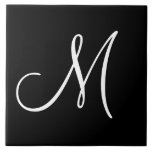 MONOGRAM: zwart-wit monogram M, Tegeltje<br><div class="desc">Monogram M zwart-wit</div>