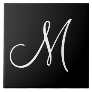 MONOGRAM: zwart-wit monogram M, Tegeltje
