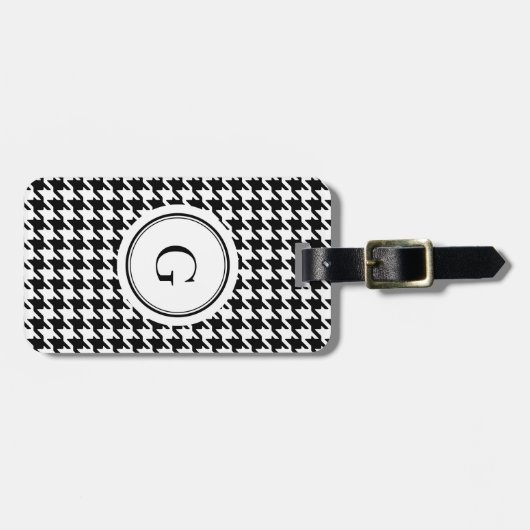 Monogram zwart wit monogram voor het geluidsdiepte bagagelabel (Voorkant horizontaal)