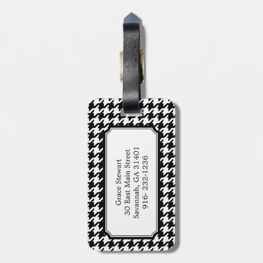 Monogram zwart wit monogram voor het geluidsdiepte bagagelabel (Achterkant verticaal)