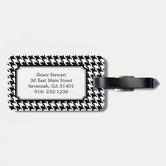 Monogram zwart wit monogram voor het geluidsdiepte bagagelabel (Achterkant horizontaal)