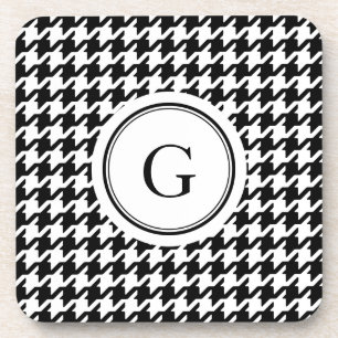Monogram zwart wit monogram voor het geluidsdiepte drankjes onderzetter