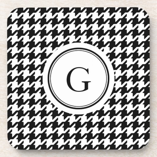 Monogram zwart wit monogram voor het geluidsdiepte drankjes onderzetter (Voorkant)