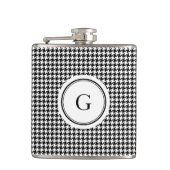 Monogram zwart wit monogram voor het geluidsdiepte heupfles (Voorkant)