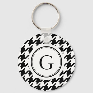 Monogram zwart wit monogram voor het geluidsdiepte sleutelhanger