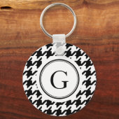 Monogram zwart wit monogram voor het geluidsdiepte sleutelhanger (Voorkant)