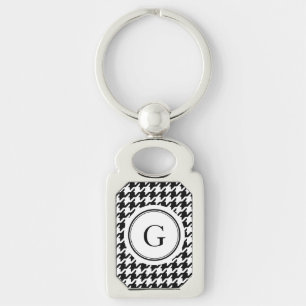 Monogram zwart wit monogram voor het geluidsdiepte sleutelhanger