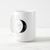 Monogram zwart-wit Moon Sun Stars Koffiemok (Voorkant links)