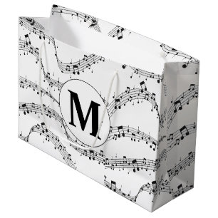 Monogram zwart-wit muzieknotitie groot cadeauzakje
