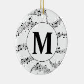 Monogram zwart-wit muzieknotitie keramisch ornament (Rechts)