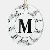 Monogram zwart-wit muzieknotitie keramisch ornament (Links)