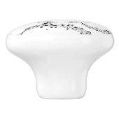 Monogram zwart-wit muzieknotitie keramische knop (Zijkant)
