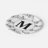Monogram zwart-wit muzieknotitie papieren bordje (Gekanteld)