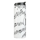Monogram zwart-wit muzieknotitie thermosbeker (Gedraaid links)