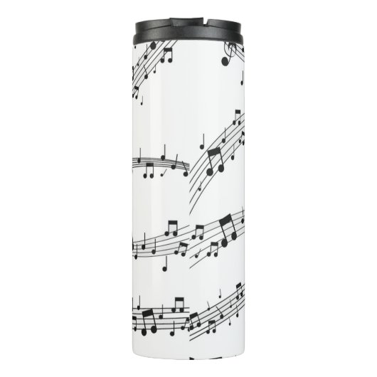 Monogram zwart-wit muzieknotitie thermosbeker (Achterkant)