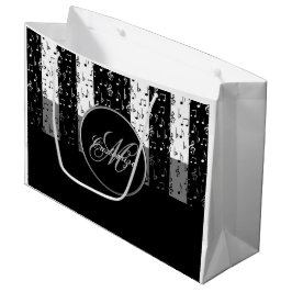 Monogram Zwart & Wit Muziekstrepen Grote Tas 2 Groot Cadeauzakje