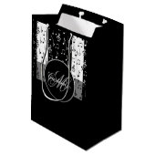 Monogram zwart-wit muziekstripes Gift Bag 3 Medium Cadeauzakje (Achterkant Gekanteld)