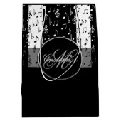 Monogram zwart-wit muziekstripes Gift Bag 3 Medium Cadeauzakje (Voorkant)