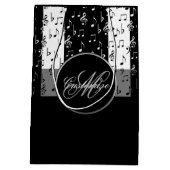 Monogram zwart-wit muziekstripes Gift Bag 3 Medium Cadeauzakje (Achterkant)