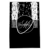 Monogram zwart-wit muziekstripes Gift Bag 4 Medium Cadeauzakje (Voorkant)